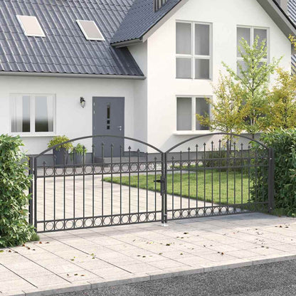 Brána Na Plot Assen 401 X 175,5 Cm Ocel Šedá Zamykatelné