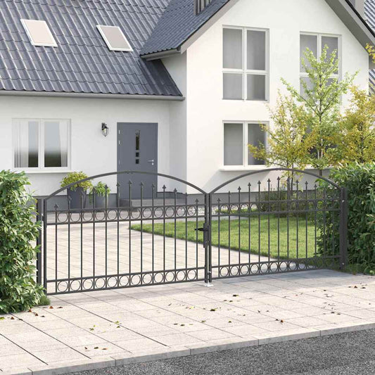 Brána Na Plot Assen 401 X 175,5 Cm Ocel Šedá Zamykatelné