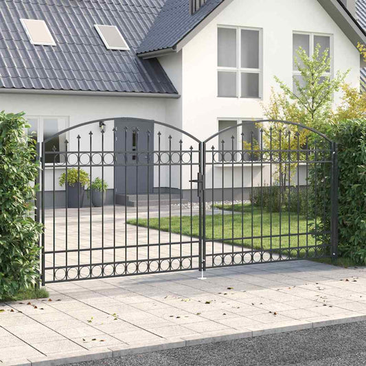 Brána Na Plot Assen 401 X 224,5 Cm Ocel Šedá Zamykatelné