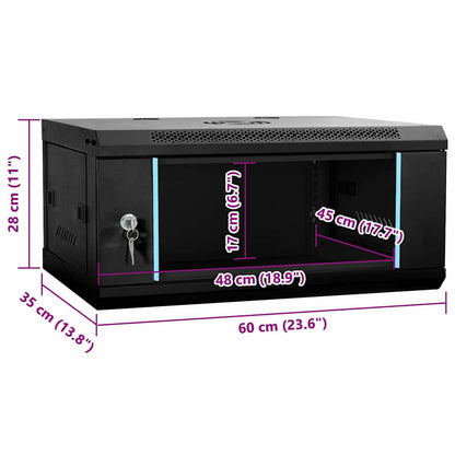 Síťový Kabinet S Úložištěm Černá 60 X 35 X 28 Cm Ocel