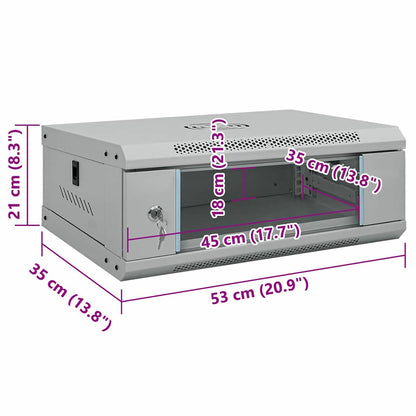 Síťový Kabinet S Úložištěm Šedá 53 X 35 X 21 Cm Ocel