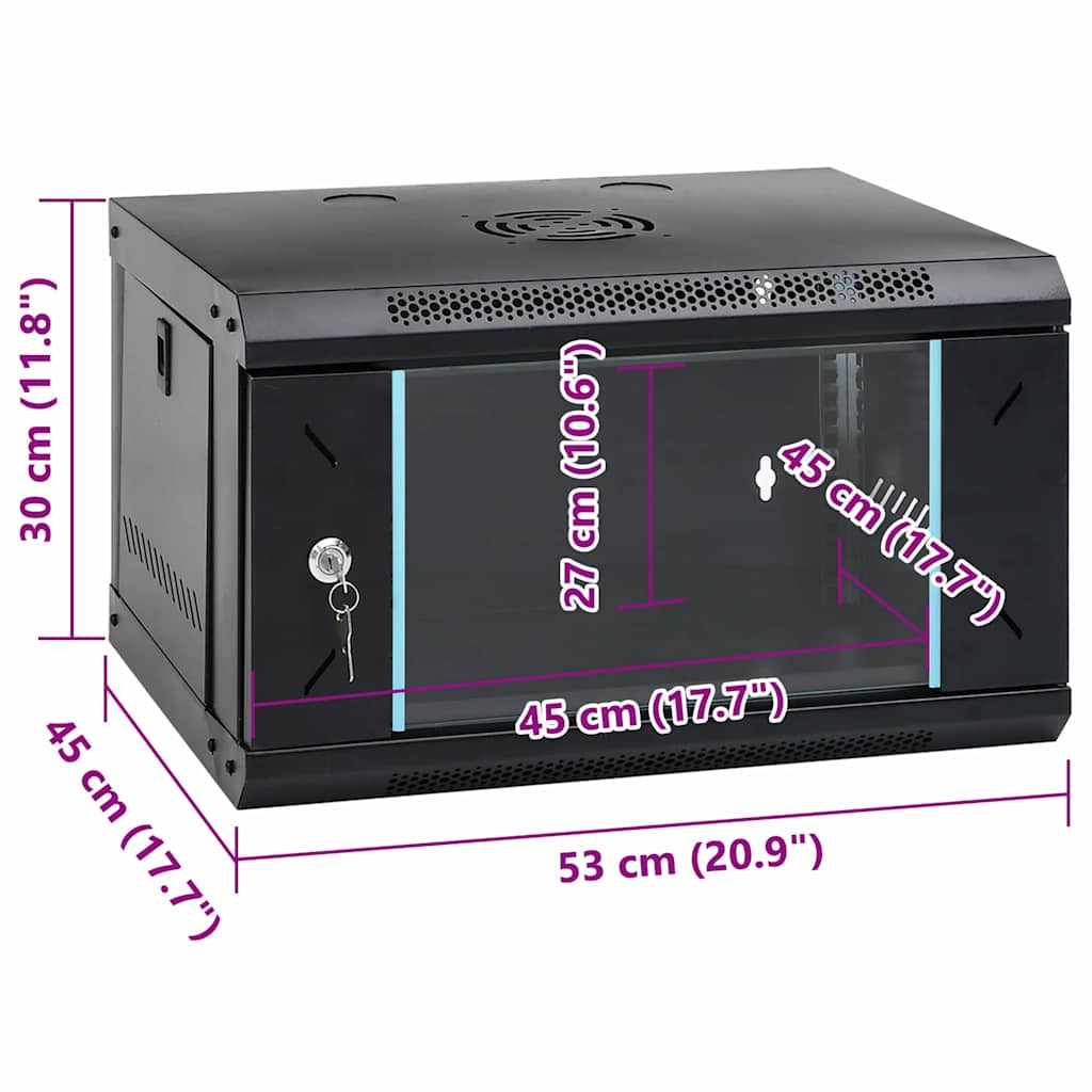 Síťový Kabinet S Úložištěm Černá 53 X 45 X 30 Cm Ocel