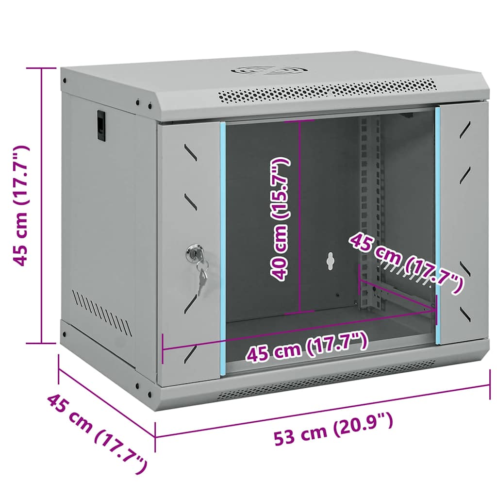 Síťový Kabinet S Úložištěm Šedá 53 X 45 X 45 Cm Ocel