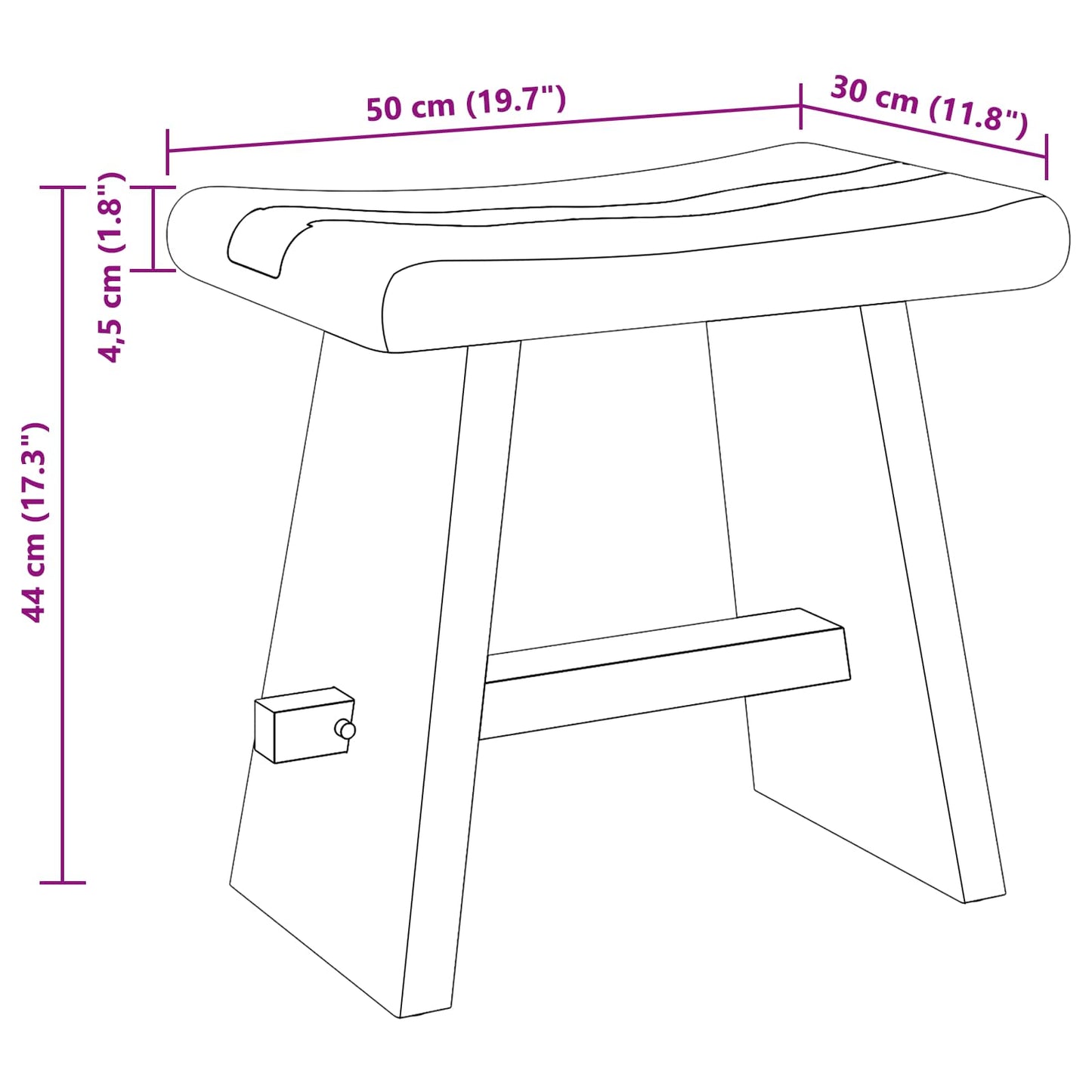 Sprchová Stolička Přírodní 50 X 30 X 44 Cm Masivní Dřevo Suar