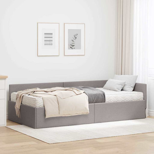 Rohový Rám Postele S Matrací Jiný S Čelo 2 Ks Taupe Textil