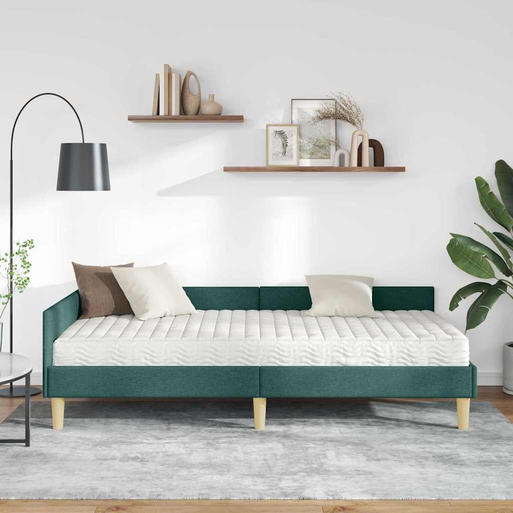Rohový Rám Postele S Matrací S Matrací 2 Pcs Zelená Textil