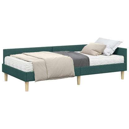 Rohový Rám Postele S Matrací S Matrací 2 Pcs Zelená Textil