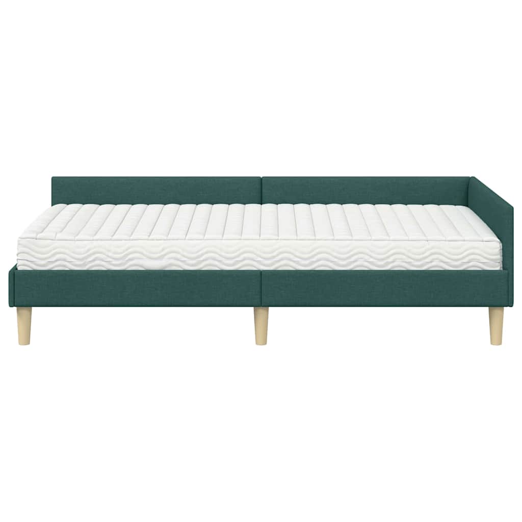 Rohový Rám Postele S Matrací S Matrací 2 Pcs Zelená Textil