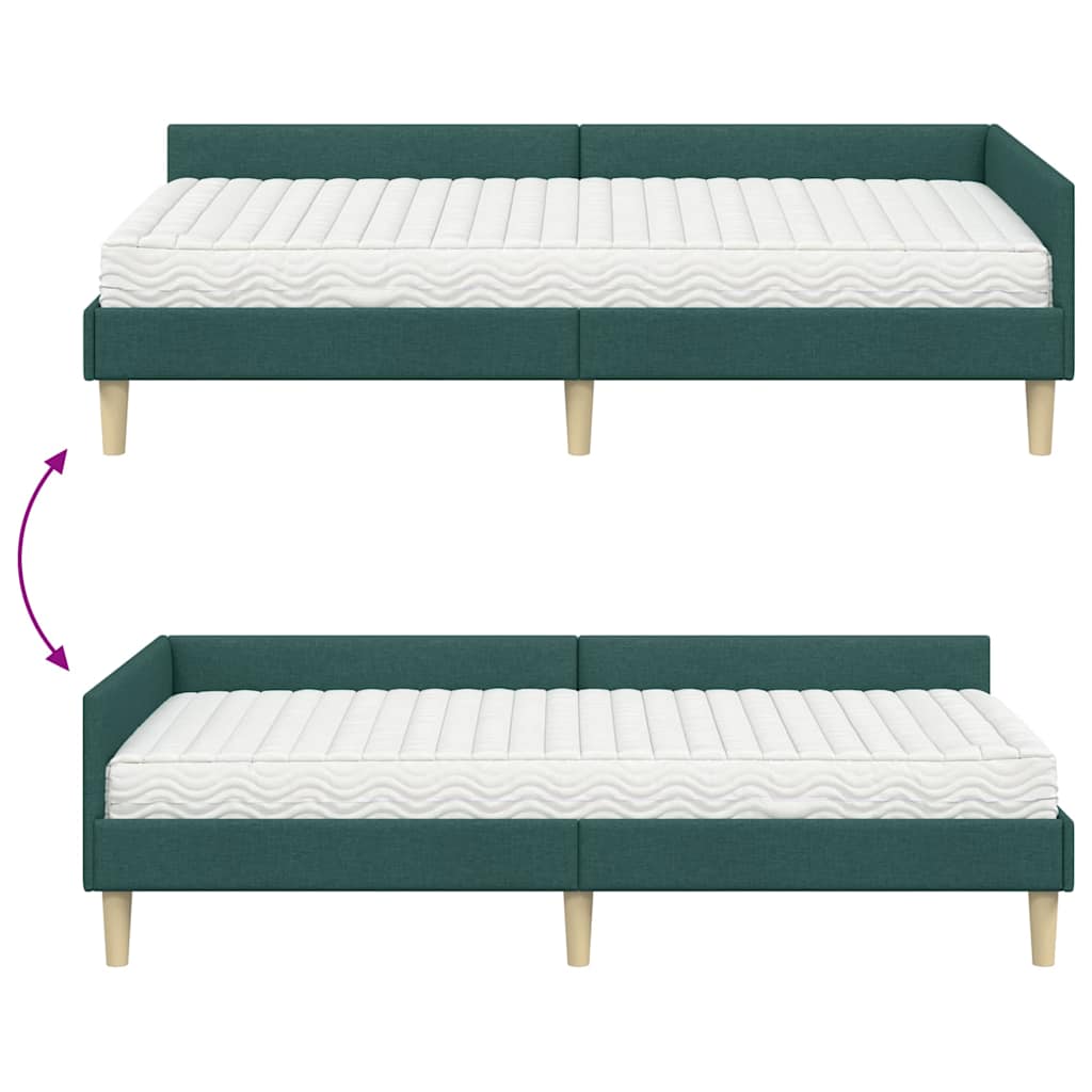 Rohový Rám Postele S Matrací S Matrací 2 Pcs Zelená Textil
