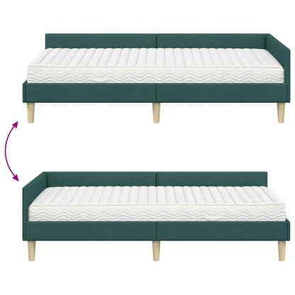 Rohový Rám Postele S Matrací S Matrací 2 Pcs Zelená Textil