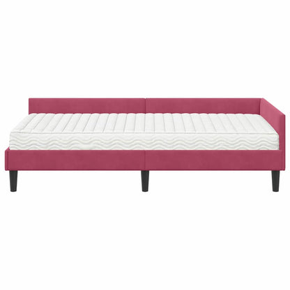Rohový Rám Postele S Matrací 2 Ks Víno Červené 80 X 200 Cm