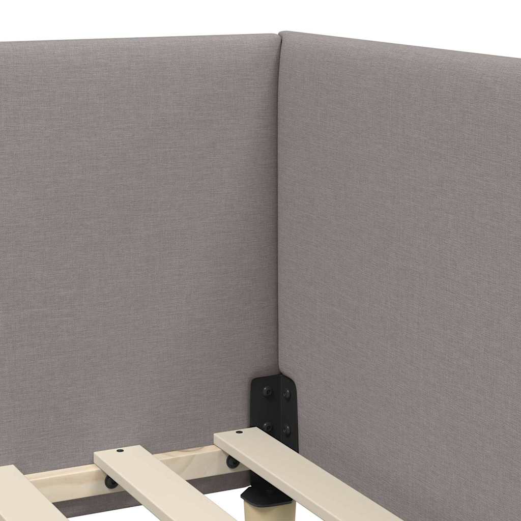 Rohový Rám Postele S Matrací Jiný S Čelo 2 Ks Taupe Textil