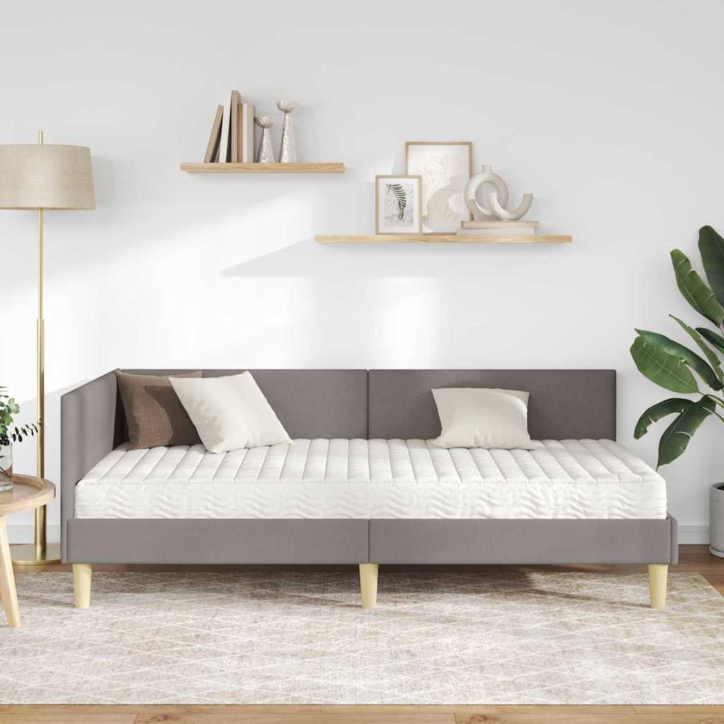 Rohový Rám Postele S Matrací Jiný S Čelo 2 Ks Taupe Textil