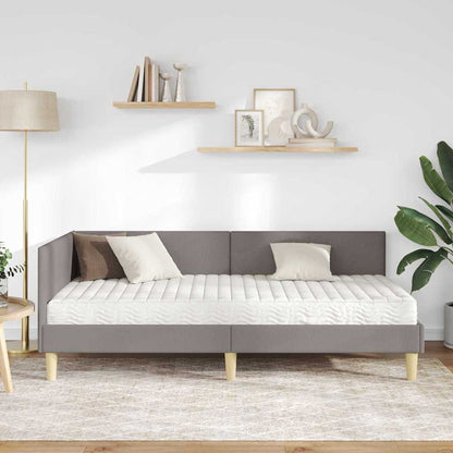 Rohový Rám Postele S Matrací Jiný S Čelo 2 Ks Taupe Textil
