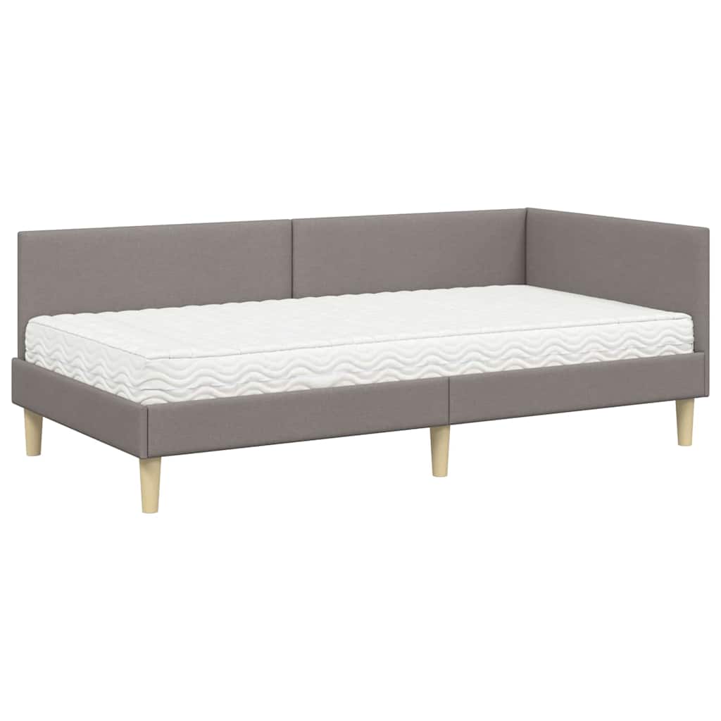 Rohový Rám Postele S Matrací Jiný S Čelo 2 Ks Taupe Textil
