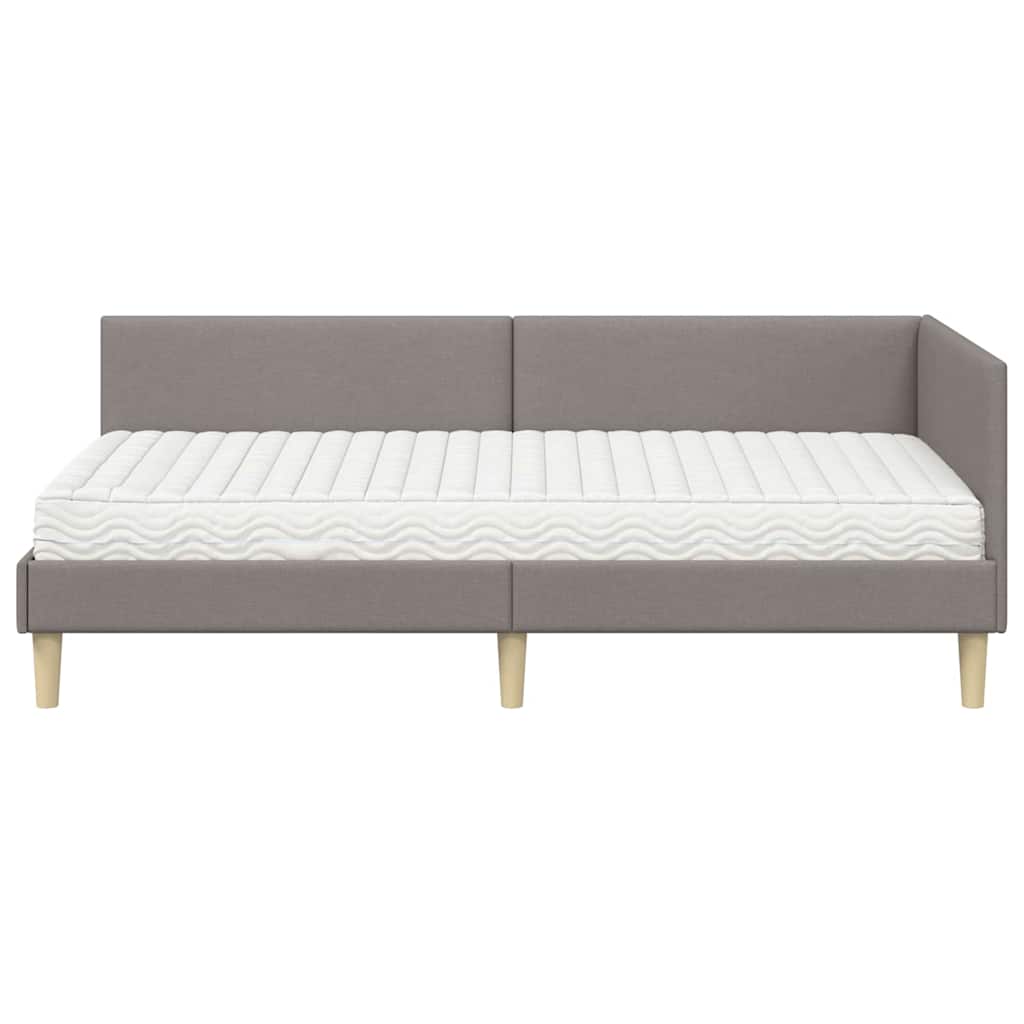 Rohový Rám Postele S Matrací Jiný S Čelo 2 Ks Taupe Textil