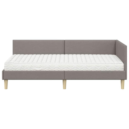 Rohový Rám Postele S Matrací Jiný S Čelo 2 Ks Taupe Textil