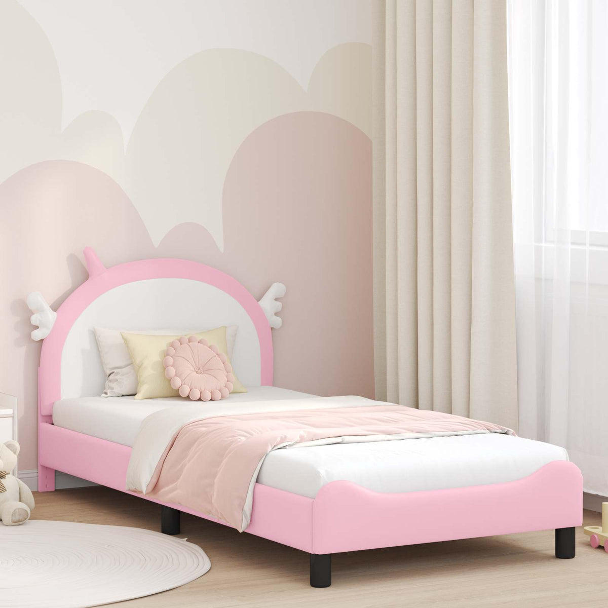 Rám Postele Pro Děti S Čelem Růžová Pu