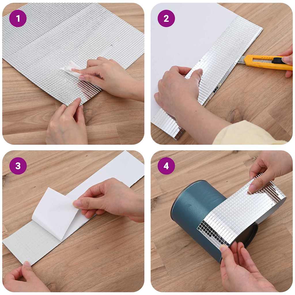 Zrcadlová Mozaiková Dlaždice 3 Pcs Stříbrná 30 X 30 Cm Sklo