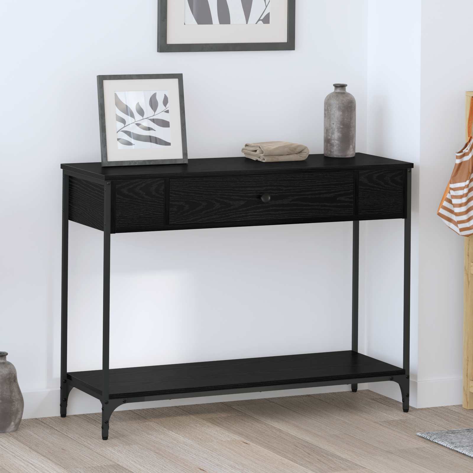 Konzolový Stolek Černý Dub 100 X 34.5 X 75 Cm Kompozitní Dřevo