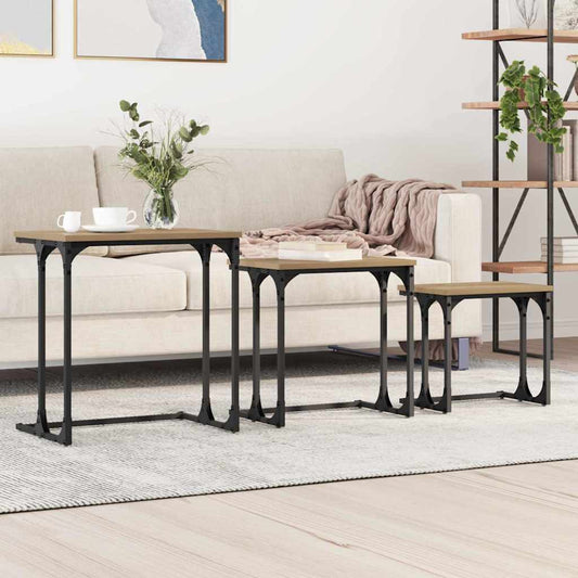 Vnořený Konferenční Stůl 3 Pcs Dub Artisan 50,5 X 35 X 53 Cm