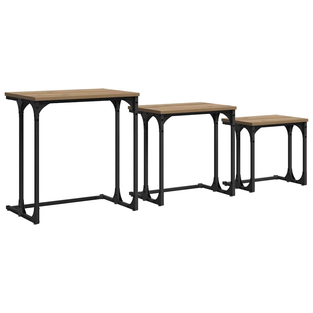 Vnořený Konferenční Stůl 3 Pcs Dub Artisan 50,5 X 35 X 53 Cm