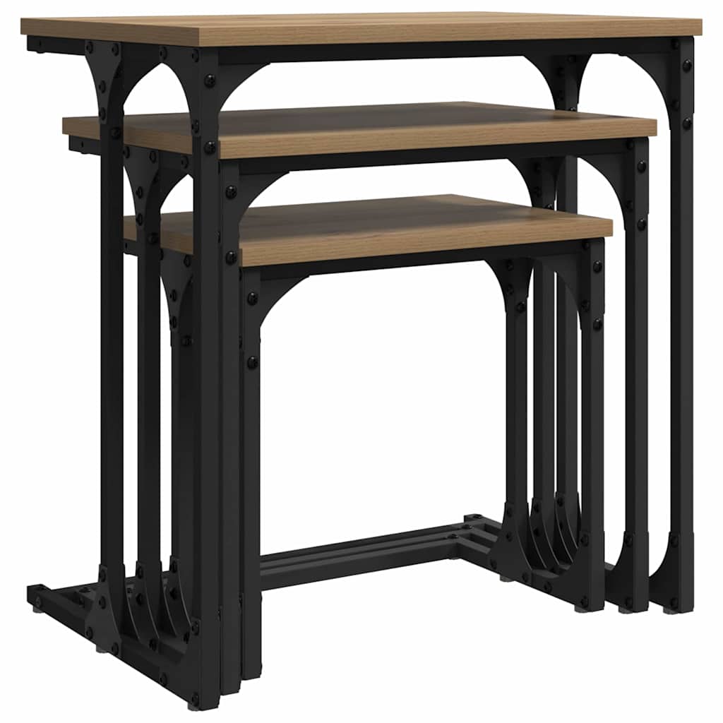 Vnořený Konferenční Stůl 3 Pcs Dub Artisan 50,5 X 35 X 53 Cm