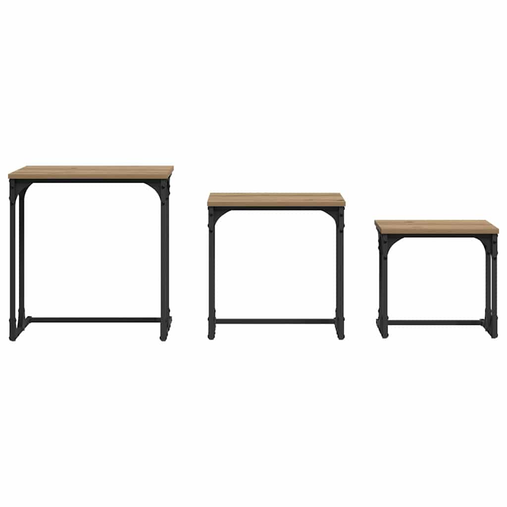 Vnořený Konferenční Stůl 3 Pcs Dub Artisan 50,5 X 35 X 53 Cm