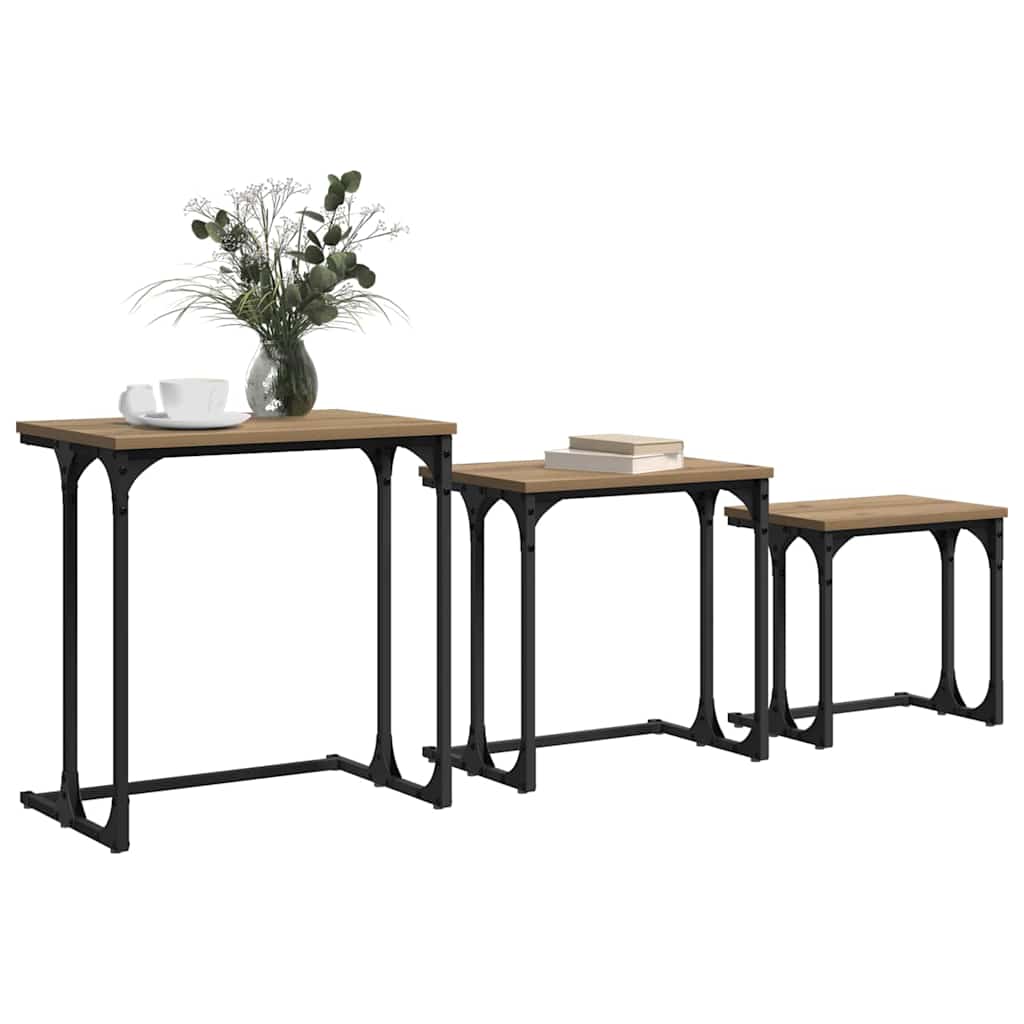 Vnořený Konferenční Stůl 3 Pcs Dub Artisan 50,5 X 35 X 53 Cm