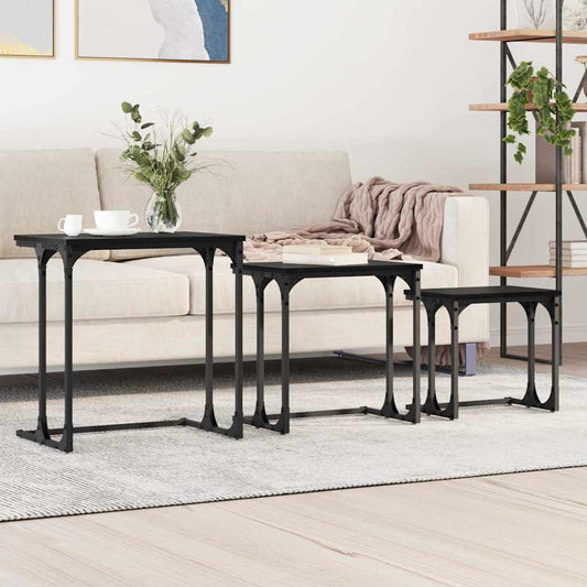 Vnořený Konferenční Stůl 3 Pcs Černý Dub 50,5 X 35 X 53 Cm