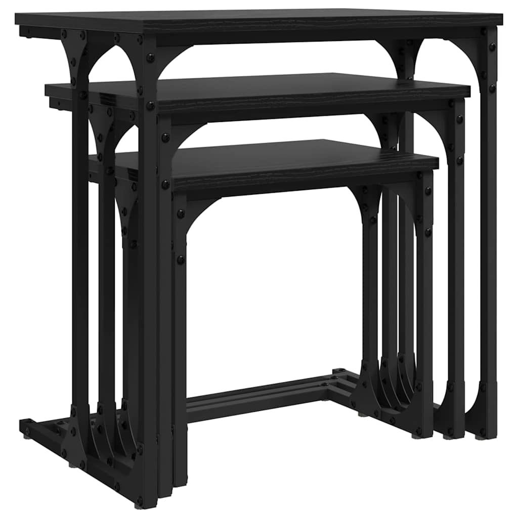Vnořený Konferenční Stůl 3 Pcs Černý Dub 50,5 X 35 X 53 Cm