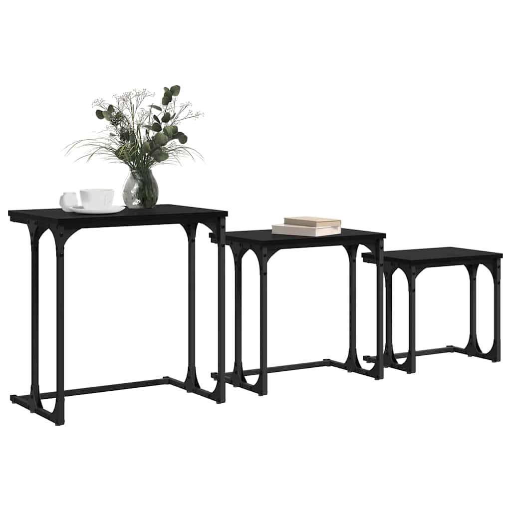 Vnořený Konferenční Stůl 3 Pcs Černý Dub 50,5 X 35 X 53 Cm
