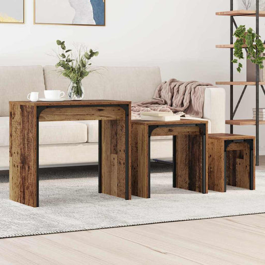 Konferenční Stolek 3 Pcs Staré Dřevo 60 X 35 X 56 Cm