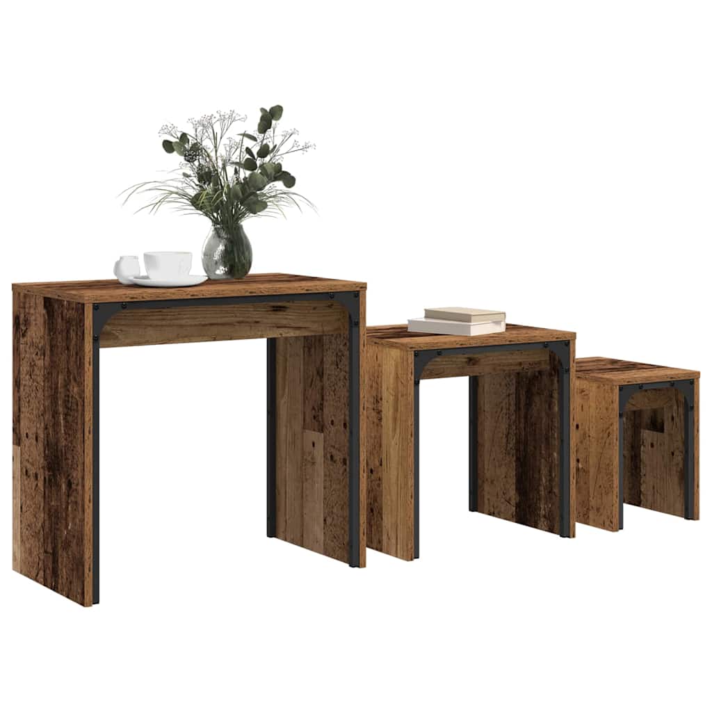 Konferenční Stolek 3 Pcs Staré Dřevo 60 X 35 X 56 Cm