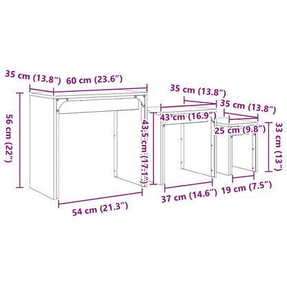 Konferenční Stolek 3 Pcs Staré Dřevo 60 X 35 X 56 Cm
