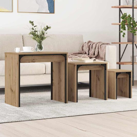 Konferenční Stolek 3 Pcs Artisanový Dub 60 X 35 X 56 Cm