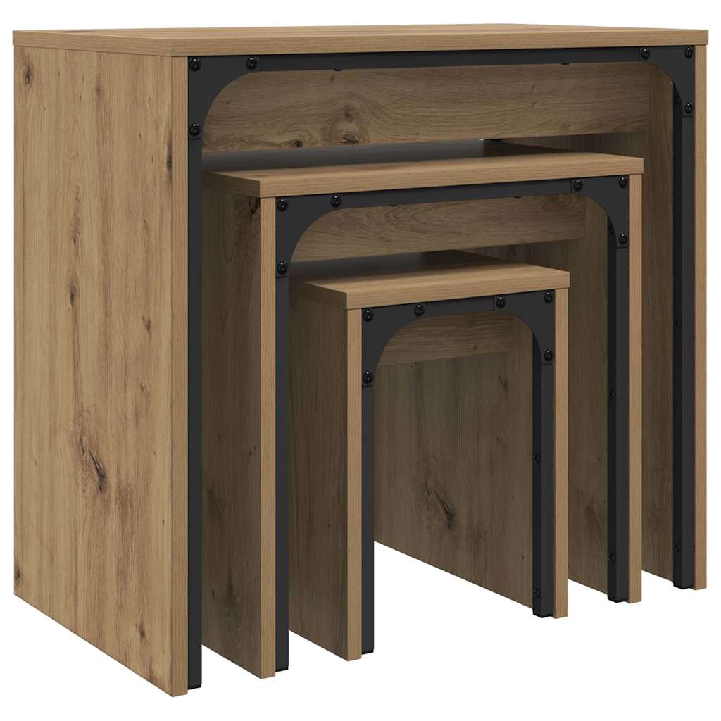 Konferenční Stolek 3 Pcs Artisanový Dub 60 X 35 X 56 Cm