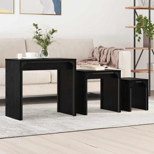 Konferenční Stolek 3 Pcs Černý Dub 60 X 35 X 56 Cm