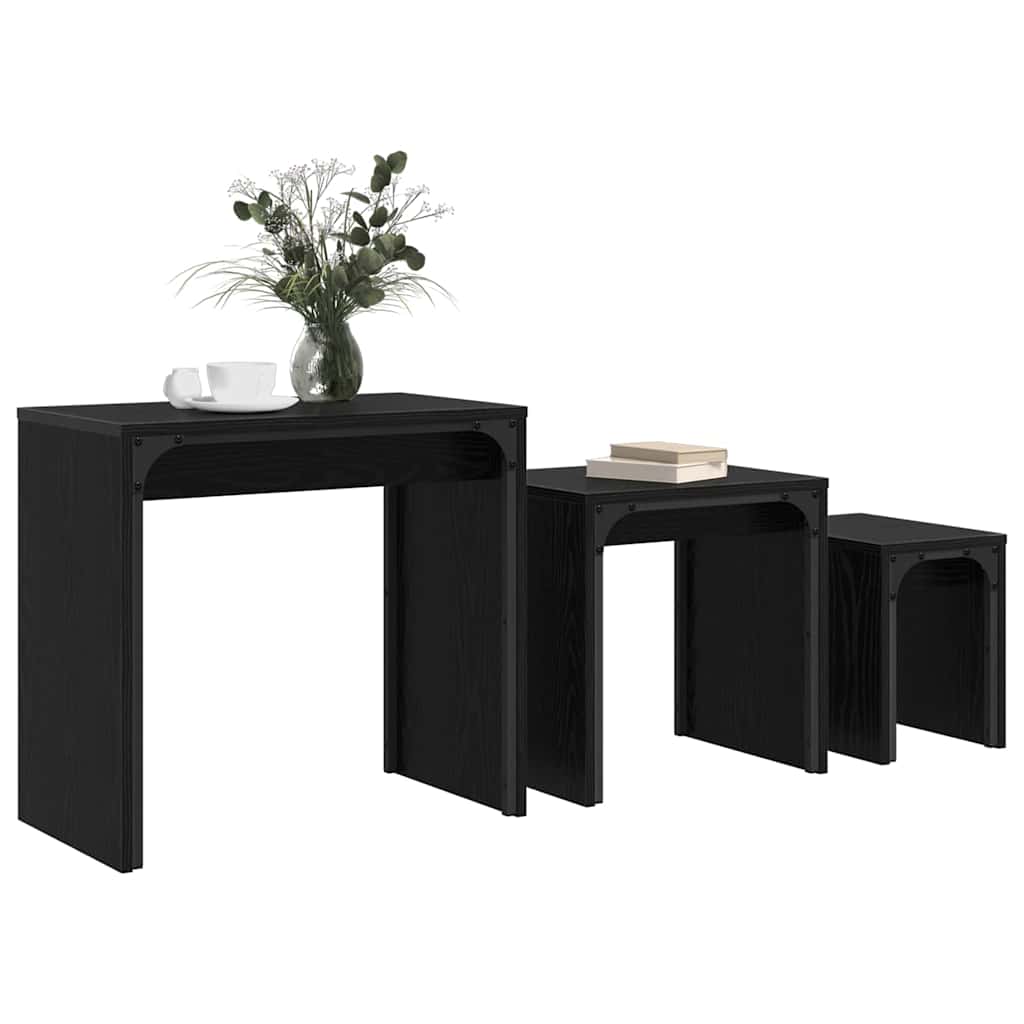 Konferenční Stolek 3 Pcs Černý Dub 60 X 35 X 56 Cm