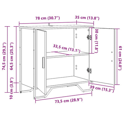 Servírovací Skříň Staré Dřevo 78 X 35 X 74.5 Cm