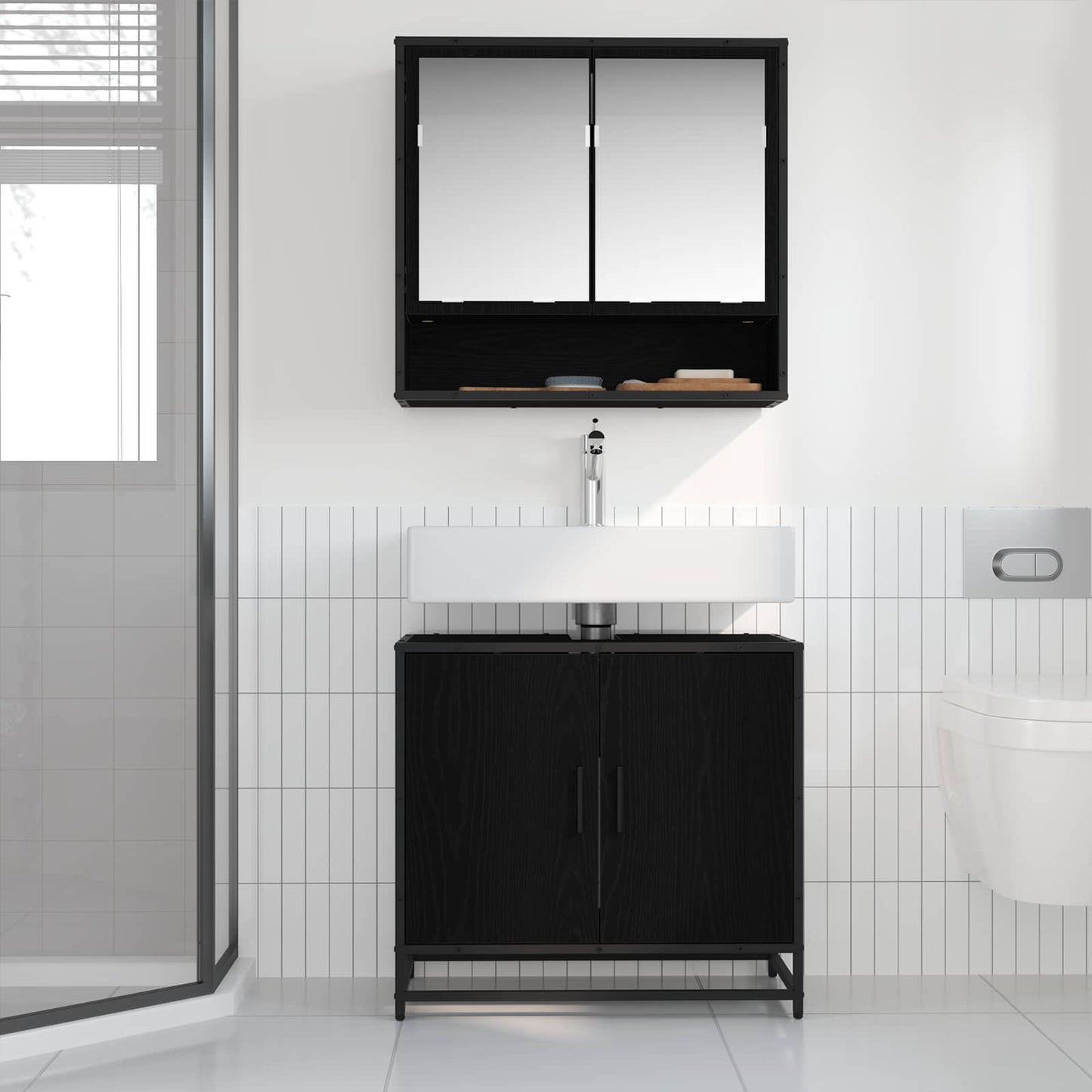 Skříňka Pod Umyvadlo Černý Dub 65 X 33 X 60 Cm Kompozitní Dřevo