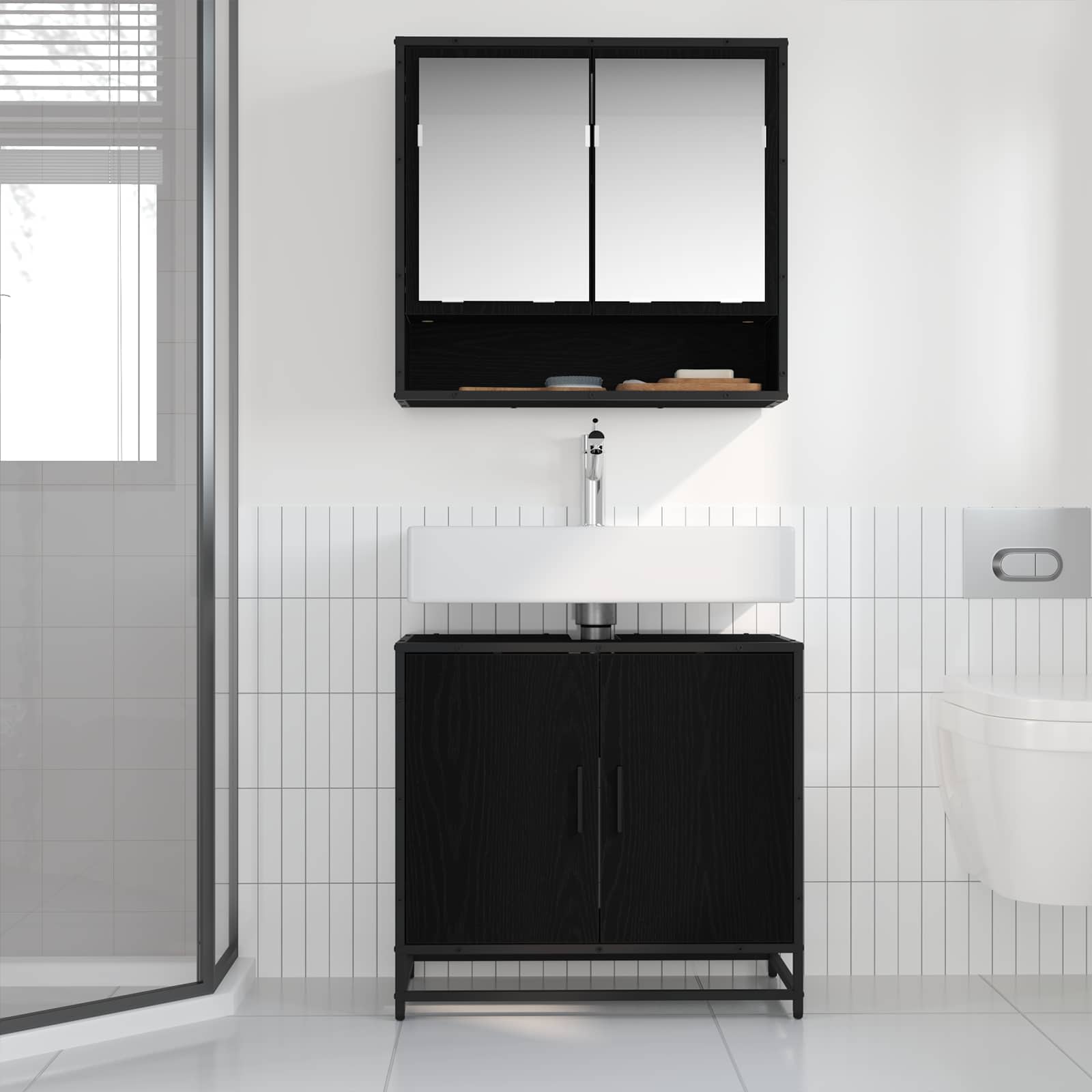 Skříňka Pod Umyvadlo Černý Dub 65 X 33 X 60 Cm Kompozitní Dřevo