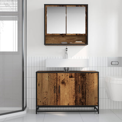 Koupelnová Skříň Staré Dřevo 90 X 33 X 60 Cm Kompozitní Dřevo