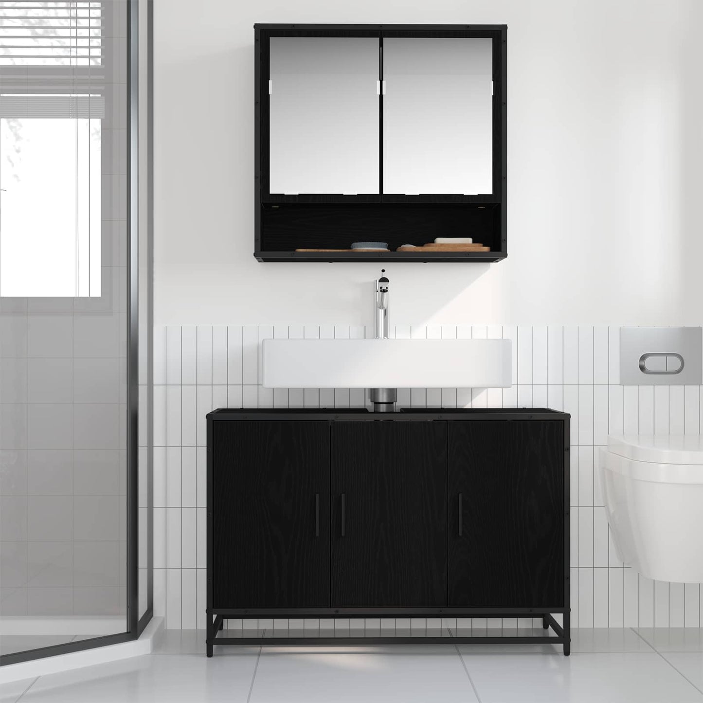 Koupelnová Skříň Černý Dub 90 X 33 X 60 Cm Kompozitní Dřevo
