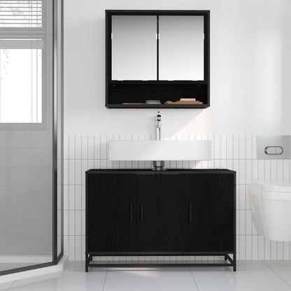 Koupelnová Skříň Černý Dub 90 X 33 X 60 Cm Kompozitní Dřevo
