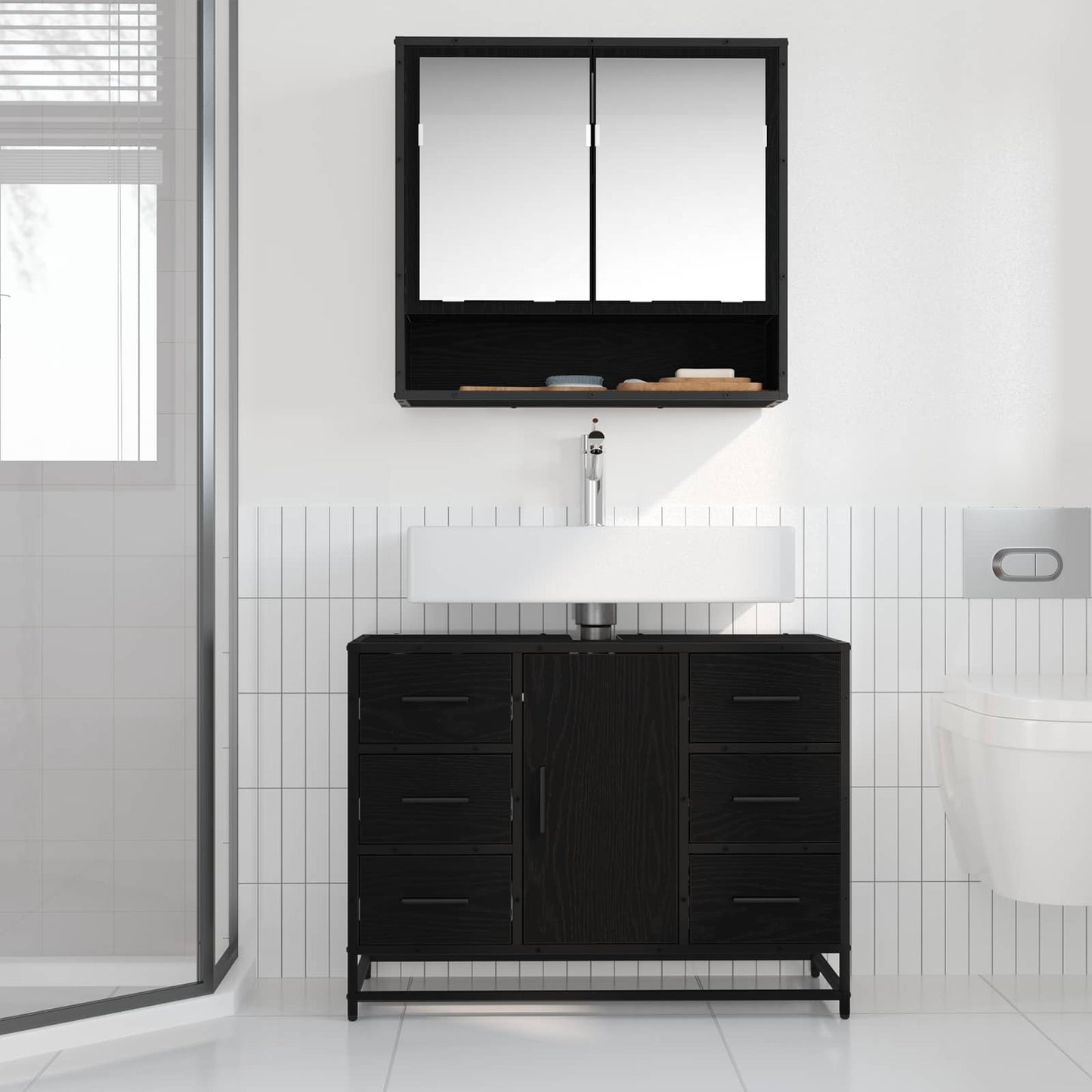 Koupelnová Skříň Černý Dub 80 X 33 X 60 Cm Kompozitní Dřevo