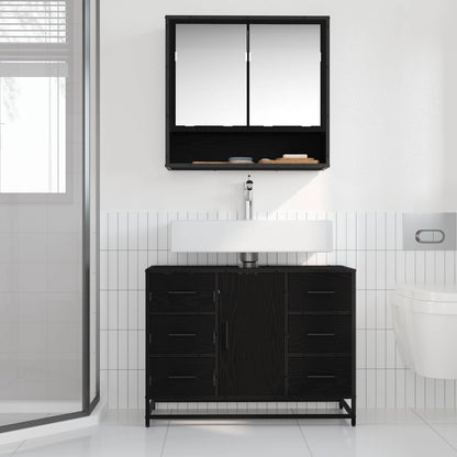 Koupelnová Skříň Černý Dub 80 X 33 X 60 Cm Kompozitní Dřevo