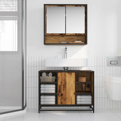 Koupelnová Skříň Staré Dřevo 80 X 33 X 60 Cm Kompozitní Dřevo