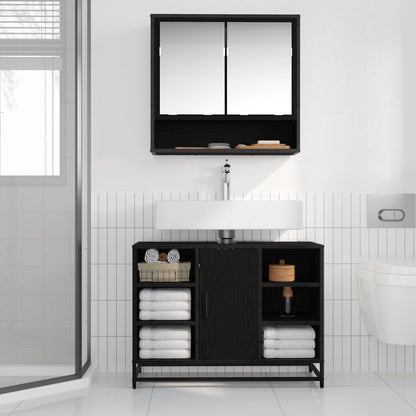 Koupelnová Skříň Černý Dub 80 X 33 X 60 Cm Kompozitní Dřevo