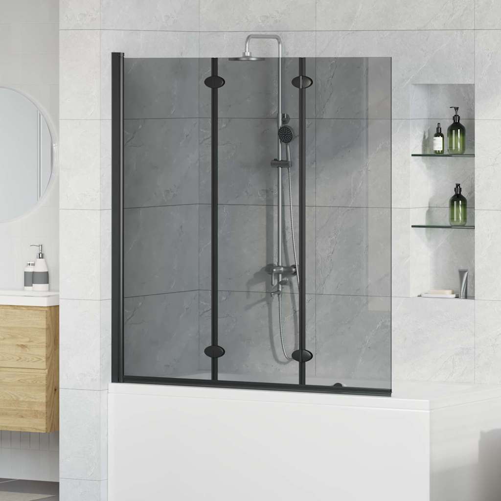 Závěs Pro Sprchu Černá 130 X 138 Cm Esg Sklo A Hliník